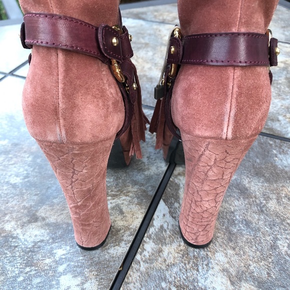 Just Cavelli Yoda 17 Fringe Platform Suede Heeled Boots - Picture 7 of 12